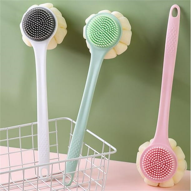Cepillo de Baño de Mango Largo para Ducha, Cepillo de Baño de Mango Largo de Pelo Suave, Cepillo de Baño Dos En Uno, Cepillo para Frotar La Espalda, Cepillo de Doble Cara, Cepillo de Baño, Bola de Ba