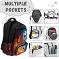 thumbnail image 7 of HUIACONG Fire Ice Soccer Print School Backpack for Boys Teens Age 7-19 Multi Pockets Scratch Resistant Adjustable Padded Straps Water Repellent Lightweight School Bag for Daily Use Sports Trips, 7 of 7