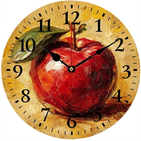 Apple Wall Clock, 9 . 84 Inch Vintage Fruit Kitchen Clock, Battery Operated Analog Clock with Large photo Apple Wall Clock, 9 . 84 Inch Vintage Fruit Kitchen Clock, Battery Operated Analog Clock with Large