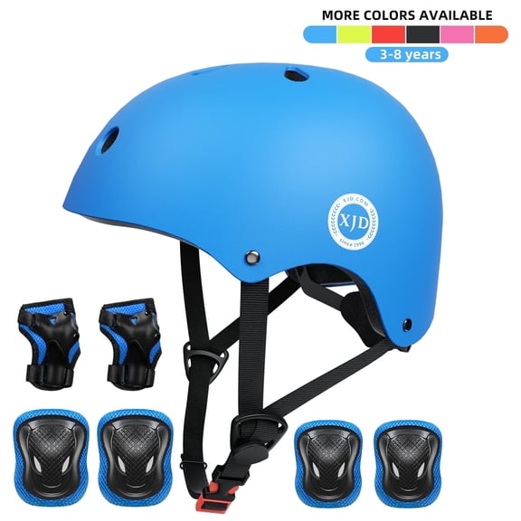 XJD Kids Bike Helmet Toddler Helmet for Kids,Multi-Sport Protective Gear Set for 1-5-8-14 Years Boys Girls Child Cycling Helmet with Knee Pads Elbow Pads Wrist Guards