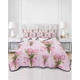 thumbnail image 2 of Twin XL Quilt Bedding Set, Pink Tulip Reversible Summer Quilt 3 Pieces, Spring Botanical Flowers Floral Branches Lightweight Bedspreads Coverlets with 2 Pillow Shams for All Seasons, 2 of 5