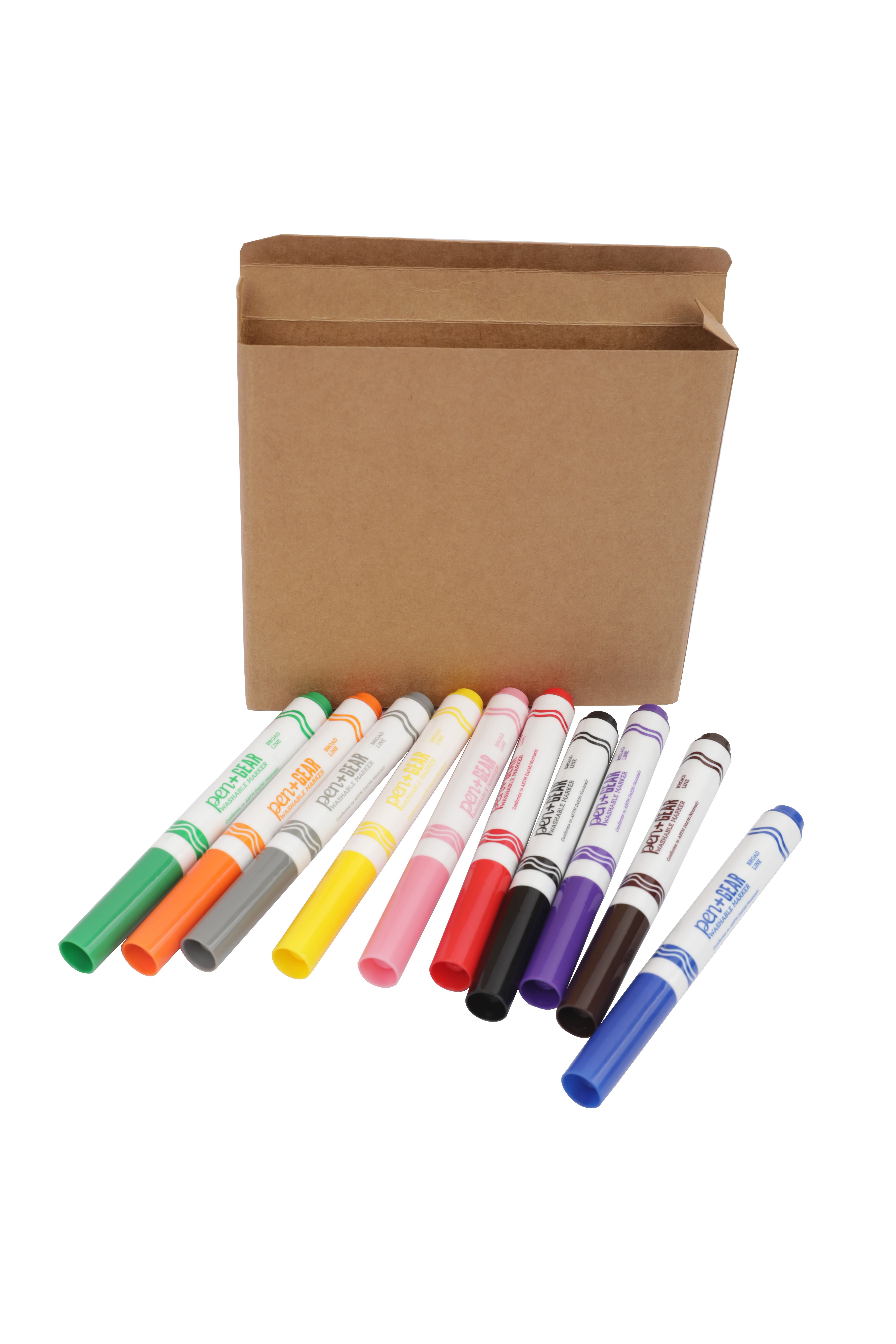 Pen+Gear Broad Line Washable Markers, Ages 3+, Assorted Colors, 10 Count