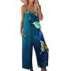 thumbnail image 1 of ICHUANYI Clearance Women Print Jumpsuit Pajamas Casual Sling Wide Leg Long Pants(Blue, XL) ICHUANYI WER2023081014576, 1 of 5