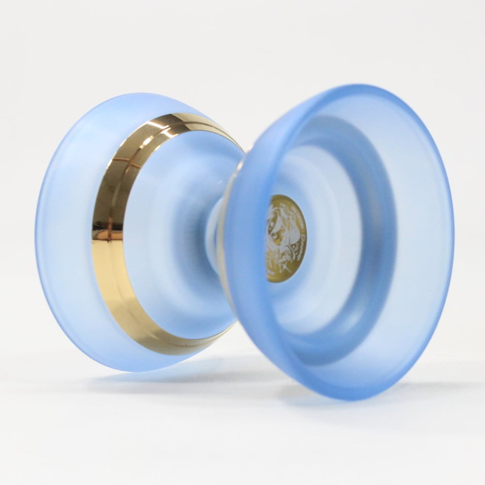 C3yoyodesign Stellar IX Yo-Yo - Polycarbonate with Stainless Steel Ring - Sora Ishikawa Signature YoYo (Translucent Blue with Gold Ring)