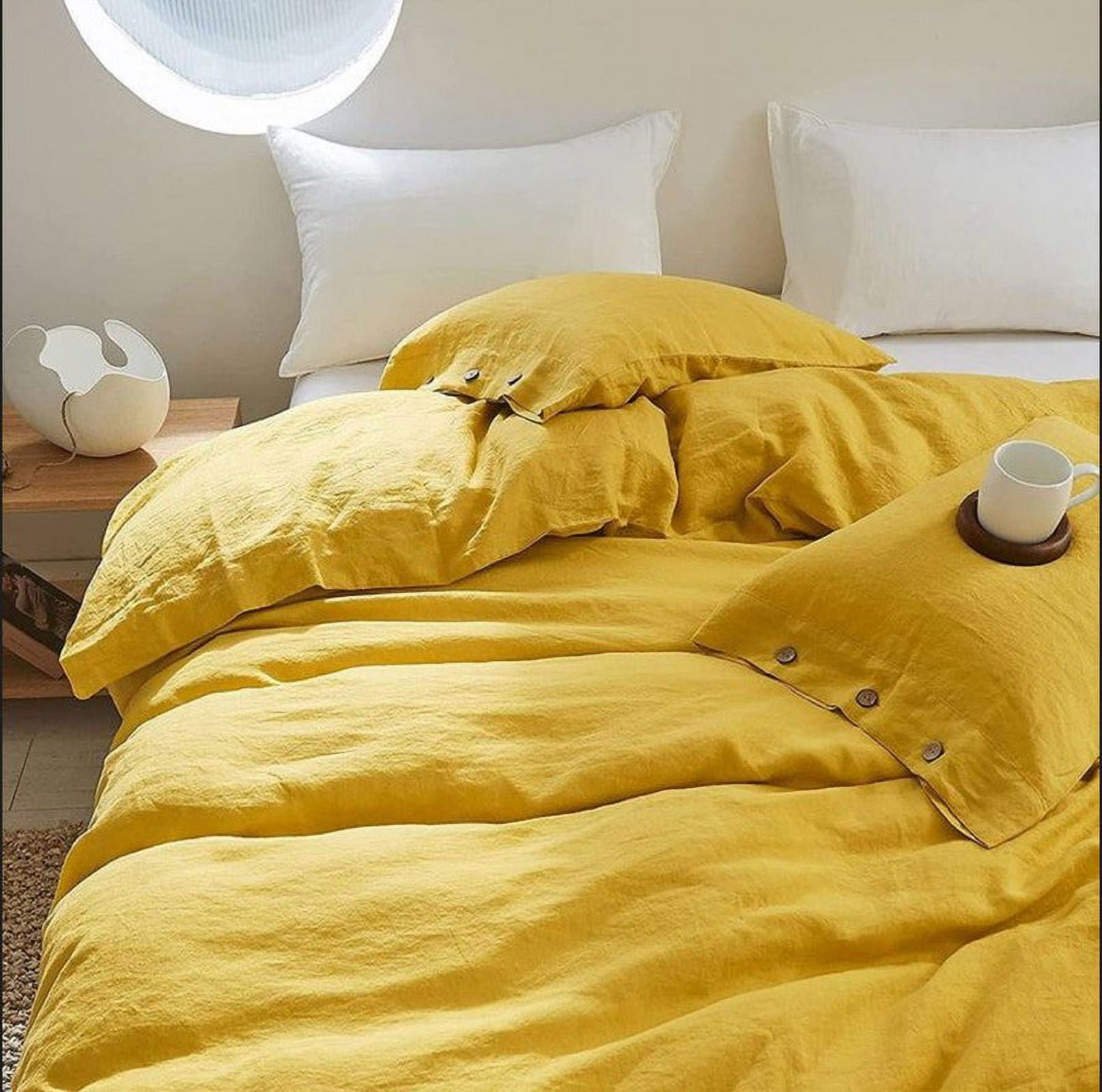 Pavish Export Cotton Duvet Cover In 1 duvet cover Softened Cotton Yellow Comforter Cover Quilt Cover With Coconut buttons Stonewashed Bedding Set Tiwn