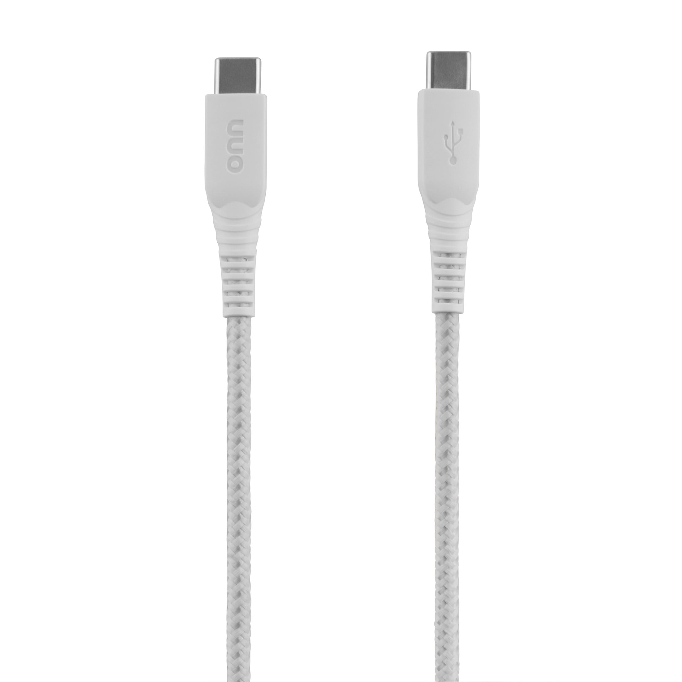 (5 pack) Onn 10ft USB-C to USB-C Braided Charging Cable, USB-IF Certified, White - Compatible with iPhone, Samsung, Pixel, iPad Pro