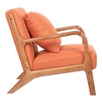 thumbnail image 4 of Topcobe Mid-Century Retro Accent Chairs, Modern Fabric Upholstered Wooden Lounge Armchair for Living Room, Upholstered Arm Chair for Bedroom Reception Apartment Dorms, Orange, 4 of 6