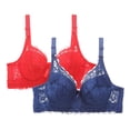 thumbnail image 4 of Paiwinds Women's Front Closure Lace Bras 2-Pack Push Up Comfort Wireless Bra No Underwire Seamless Bralette Adjustable Straps Plus Size 34B to 46D, 4 of 8