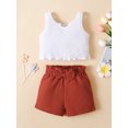 thumbnail image 3 of Coduop Kids Girls Summer Outfit Set Ribbed Sleeveless Tank Tops and Shorts 2Pcs Clothes Set, 3 of 8