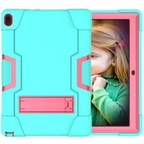 Mignova For Lenovo Tab E10 10.1 Inch Case, Heavy-Duty Drop-Proof and Shock-Resistant Rugged Hybrid case(with Built-in Stand), for Lenovo Tab E10 (TB-X104F) Case(Aqua/Rose red)