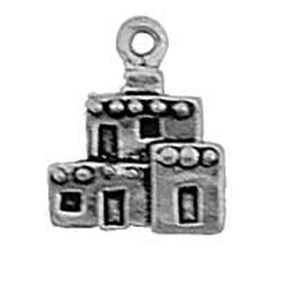 Sterling Silver 20" 1mm Box Chain 3D Native American Pueblo Pendant Necklace