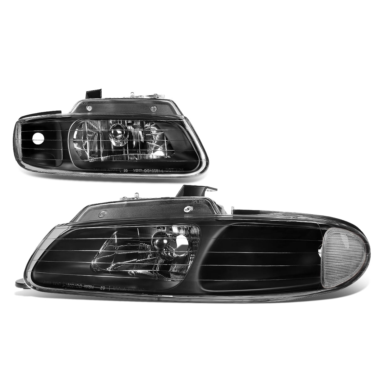 For 96-00 Dodge Caravan 96-00 Chrysler Town and Country 96-00 Plymouth Voyager Van Headlight Assembly Chrome Housing Headlamp Replacement Set, without Quad Lamps 