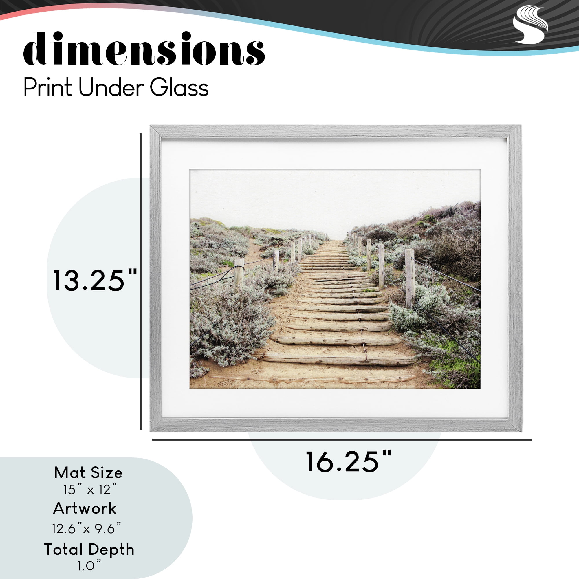 Wooden Stairway to Heaven Gray Framed Print Under Glass, design by Leah Noel Art