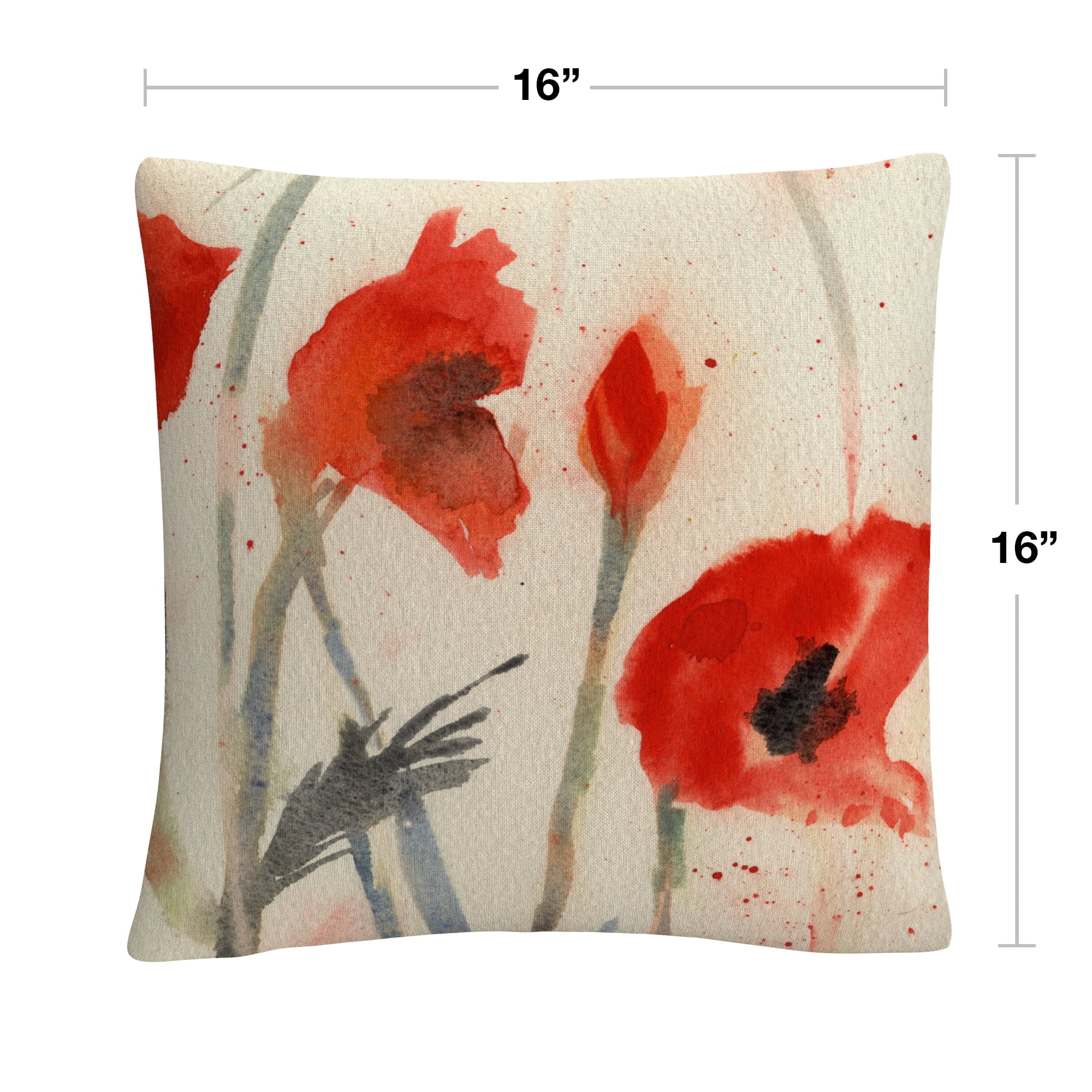 Red Poppy Light' Floral Abstract By Sheila Golden 16 X 16 Decorative Throw Pillow