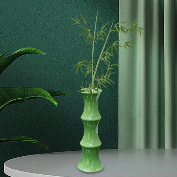 Ceramic Bamboo en forma de bambú Arreglo floral Ornamento Tallador de plantas de interior para la mesa de mesa Decoración del hogar Sala de estar