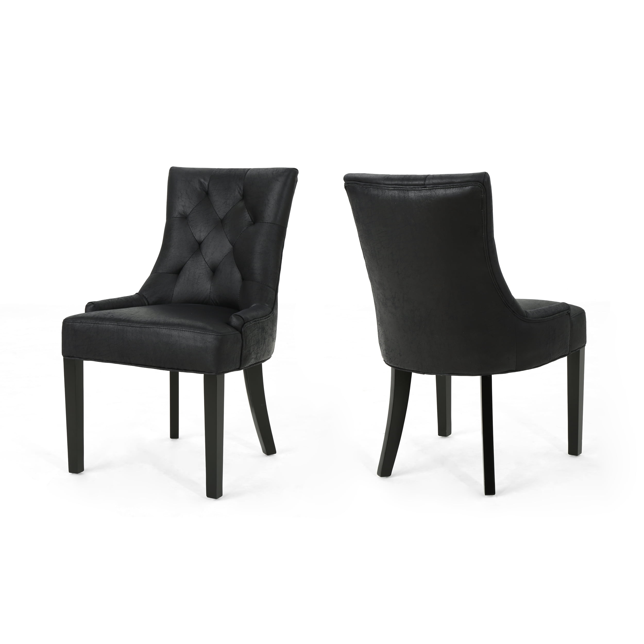 Noble House Traditional Microfiber Dining Chairs , Black, Dark Brown