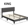 thumbnail image 2 of King Size Bed Frame with Upholstered Headboard, King Size Platform Bed Frame with Wooden Slat Support, Easy Assembly Platform Bed, No Box Spring Needed & Noise Free, Gray, 2 of 7