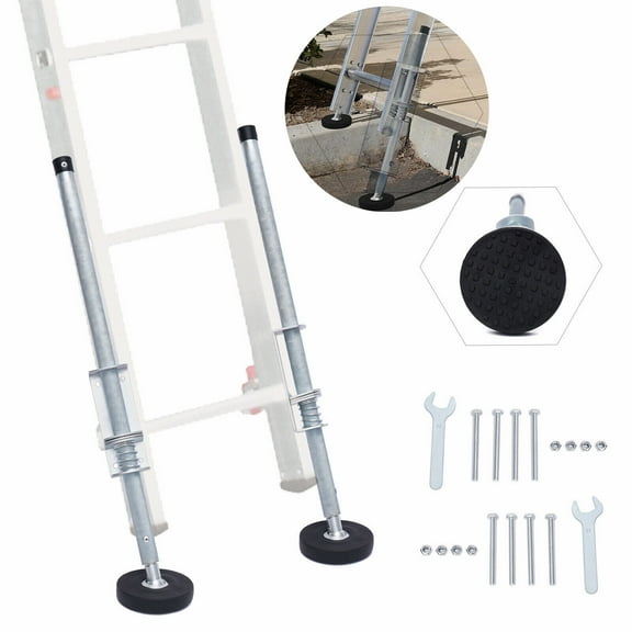 Ladder Leg Levelers Pair with Non Slip Rubber Feet Ladder Accessories Max 330LBS, for Ladder Reinforcement and Adjustment