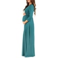 thumbnail image 3 of Mother Bee Maternity V-Neck 3/4 Sleeve Ruched Waist Dress, 3 of 4