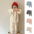 thumbnail image 3 of Otqutp 4-15 Years Little /Big Girls Sleepwear Set Kids Boys Sweatsuit Cute Pullover Tops and Pants Outfits Set Winter Clothes 2 Piece(White-C,13-14 Years), 3 of 3