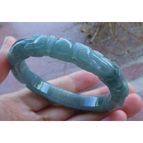 Certified Icy Green Burma Natural A JADE Jadeite Flower Bangle Bracelet 54 mm 667021 TN