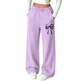 thumbnail image 2 of BXJX Girls Sweatpants, Fleece‑Lined Elastic Waist Warm Sports Fall Pants with Pockets Purple Size 11-12 T, 2 of 6