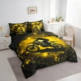 thumbnail image 3 of Feelyou Modern Speed Sports Bedding Comforter Set 7pcs, Extreme Motorcycle Queen Bedding Sets, Glitter Gold Honeycomb Reversible Queen Sheet Sets, Lightweight Room Decor, 3 of 8
