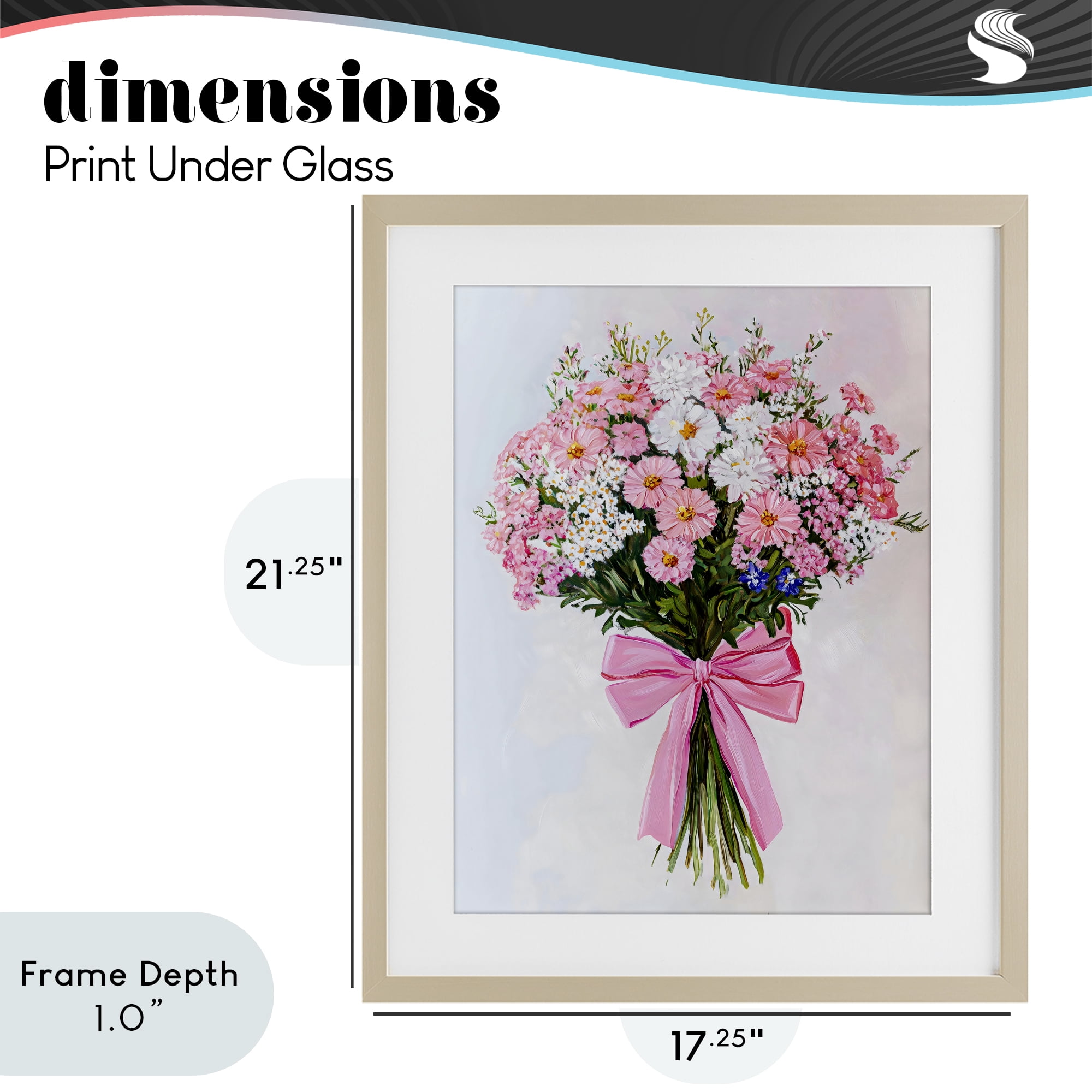 Stupell Industries Pink & White Tied Flower Bouquet Birch Framed Print Under Glass, design by The Prints Vibe