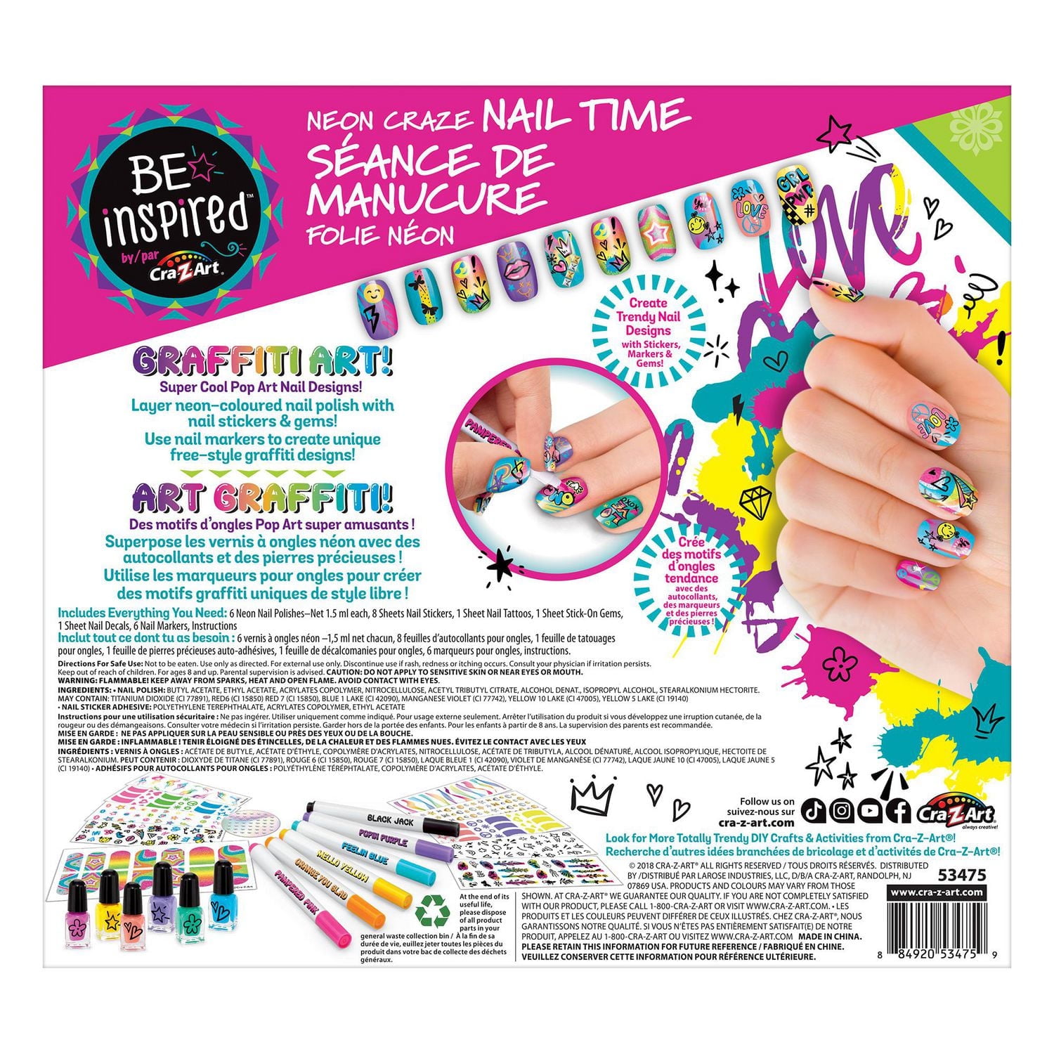 Be Inspired Graffiti Nail Art. Ages 8+.  Great Holiday Gift Idea., Nail Art Kit