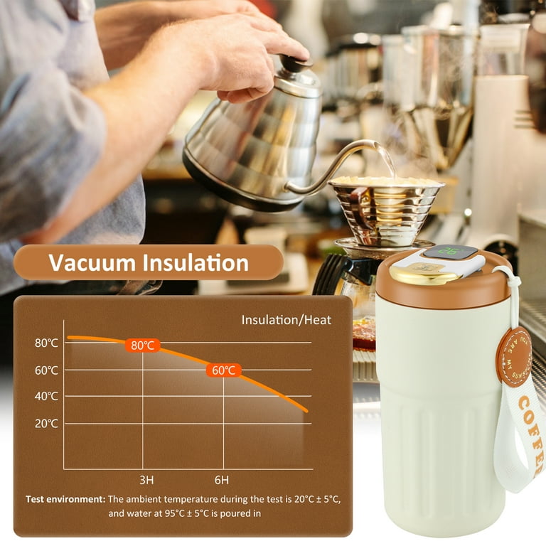 Stainless Steel Coffee Vacuum Insulated Travel Mug Tumbler With Temperature  Display Hot / Ice Coffee,Tea