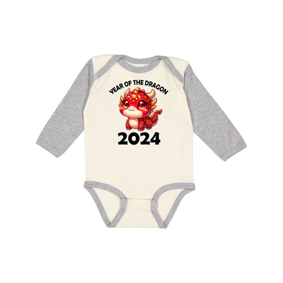 Inktastic 2024 New Year of the Dragon Boys or Girls Long Sleeve Baby Bodysuit