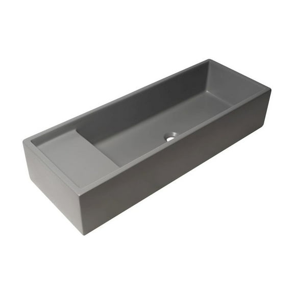 ALFI brand 39" Grey Matte Above Mount Fireclay Bathroom Trough Sink