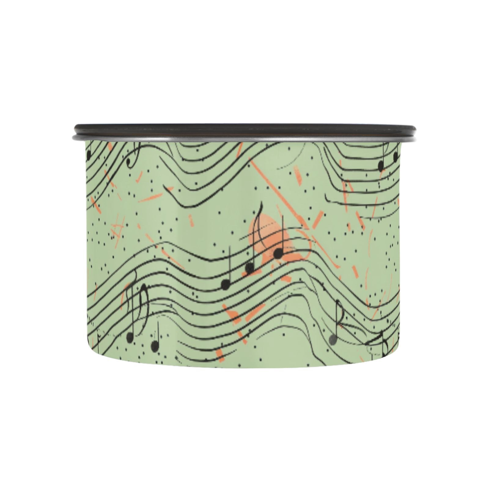 Music Notes Polka Dots Airtight Coffee Bean Canister 30oz Food Storage Containers with Lids For Gournd, Tea, Sugar, Flour, Rice, Cereal, Candy Cookie Jar