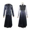 Traje de vestir de mujer Ropa de juego de rol Traje gris miércoles para niñas (S)