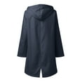 thumbnail image 3 of BiZtdJrK Rain Jackets for Women Waterproof with Fleece Lining Solid Color Hooded Long Raincoat Outdoor Hiking Zip Up Trench Coats Prime Sales Dark Blue M, 3 of 4
