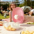 thumbnail image 3 of 2-in-1 No-Mess Snack Container, Silicone Box With Lid, Keep Hands Clean And Snacks Fresh Great, Reusable Leak-Proof Portable Food Storage for Travel, Camping, Outdoor(Pink), 3 of 7
