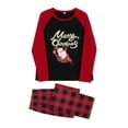 thumbnail image 4 of Christmas Family Pajamas Matching Set, Long Sleeve Letters Santa Claus Print T-shirt with Plaid Pants Sleepwear Loungewear, 4 of 10