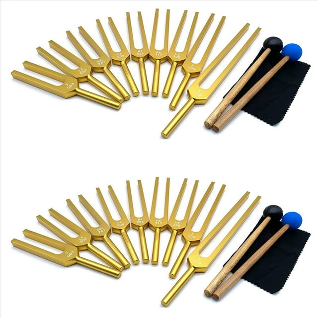 2X Tuning Fork Set - 18 Tuning Forks for ,Sound ,Keep Body,Mind and Spirit in Perfect Harmony- Gold,Gold
