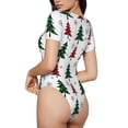 thumbnail image 2 of Salouo Buffalo Plaid Christmas Trees for Women's Short Sleeve Bodysuit,Sexy Bodysuits One Piece Round Neck Bodysuit Shapewear Tummy Control-Medium, 2 of 7