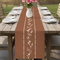 thumbnail image 4 of Brown Flowers Branch Table Runner 70 Inches, Spring Summer Farmhouse Botanical Bed Runner Dresser Scarves Tabletop for Indoor Outdoor Parties/Ceremony/Banquet, 13" x 70", 4 of 9