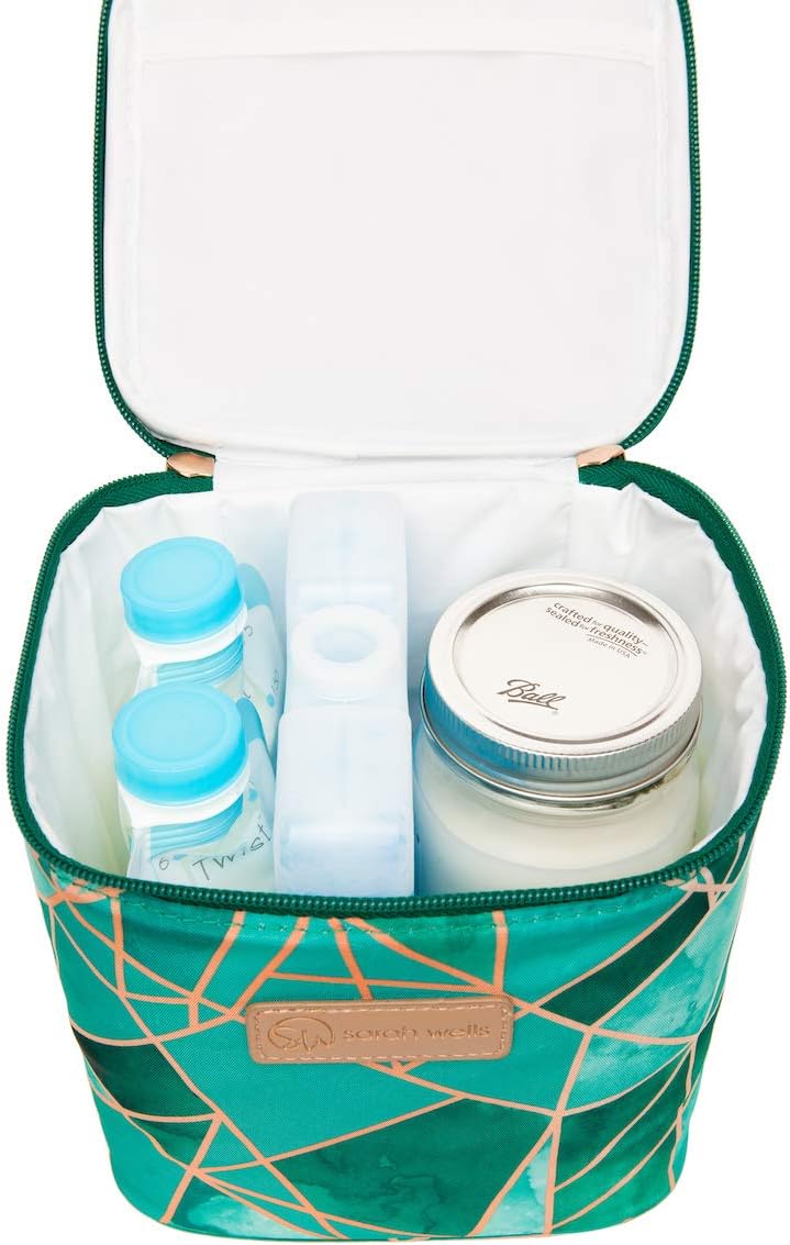 Sarah Wells Cold Gold Breast Milk Cooler Bag with Ice Pack, Insulated Storage for Bottles & Pump Parts, Washable (Limited Edition Mosaic)