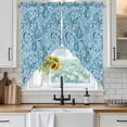 thumbnail image 6 of Light Blue Teal Swag Valances for Windows, Kitchen Window Curtains Over Sink, Retro Botanical Abstract Art Window Treatment Curtains for Living Room/Bedroom Curtains 2 Panel Sets 36"x45", 6 of 8