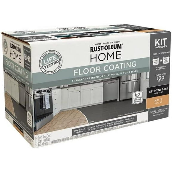 Rust-Oleum HOME Floor Coating, Deep Tint Base with Top Coat, Matte, Kit - 360100