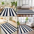 thumbnail image 4 of Area Rugs 2.7'x5', Khaki Navy Blue Striped Carpet Runner Indoor Outdoor Rugs Home Decor Aesthetic, Farmhouse Abstract Lines Art Non Slip Mats Washable Accent Rug for Living Room Bedroom, 4 of 8