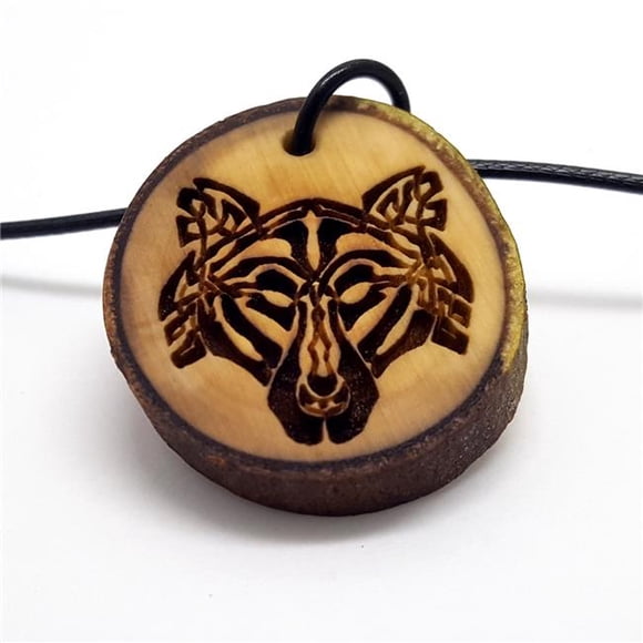 Lyoncraft NKWO01 1.5 in. Celtic Wolf Wooden Pendant Necklace