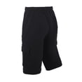 thumbnail image 3 of Mens Fleece Sweat Cargo Shorts With Elastic Waistband Drawstring Athletic Workout Gym Shorts-Black,4XL, 3 of 5