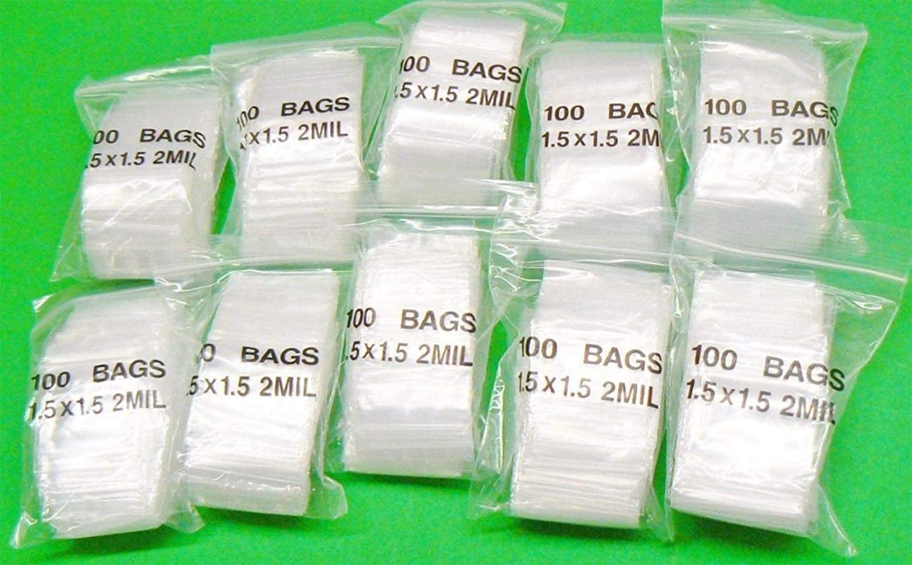 Small 10000 Ziplock Bags Clear 1.5" x 1.5" Plastic Reclosable 2 mil Jewelry USA 