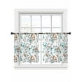 thumbnail image 7 of Vintage Teal Sheer Curtains 45 inches Long 2 Panels Set Brown Wildflowers Leaves Abstract Botanical Tiers Sheers Rod Pocket Small Window Short Curtains for Kitchen Cafe, Each 52" W x 45" L, 7 of 7
