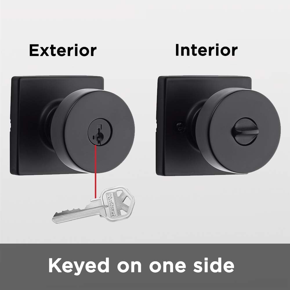 Pismo Square Keyed Entry Knob featuring SmartKey Security in Matte Black