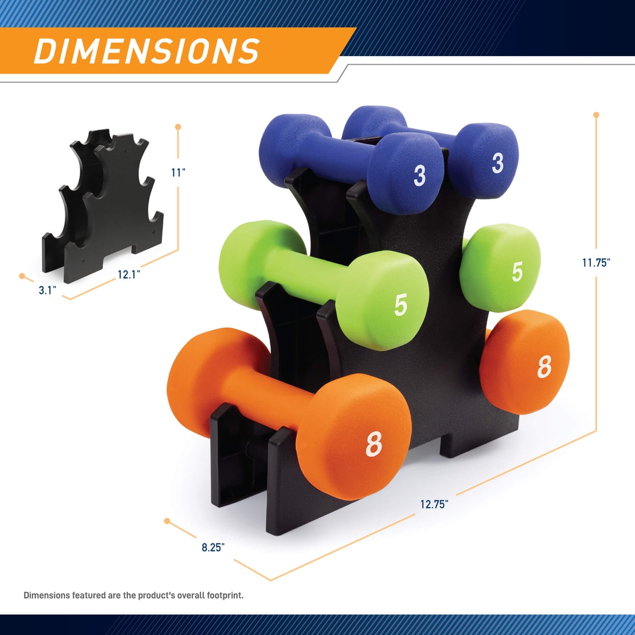 32lb Neoprene Dumbbell Set With Rack